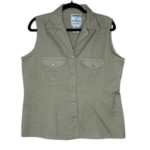 Vtg‎ 90s Andrew's Blues Pearl Snap Tan Vest L Western Rodeo Cowgirl Festival